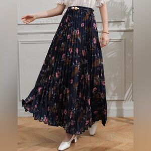 SHEIN Mulvari Allover Floral Pleated Skirt (belt NOT Included)